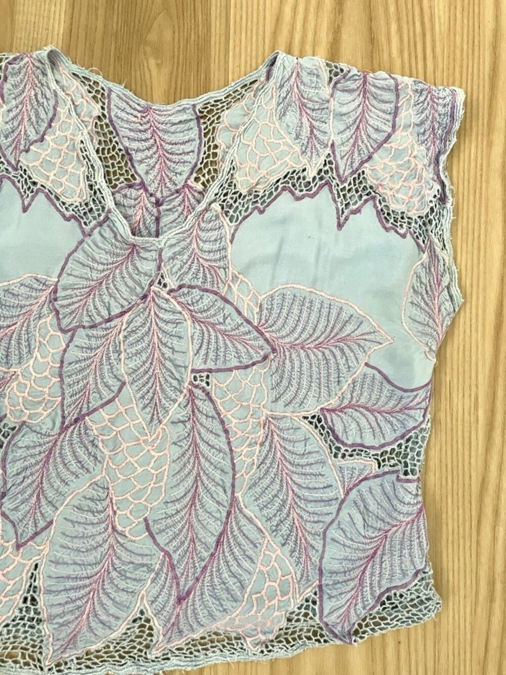 Vintage Lace Cut-Out Bohemian Boho Floral Tropical Cropped Boxy Top size S/M - Picture 3 of 5